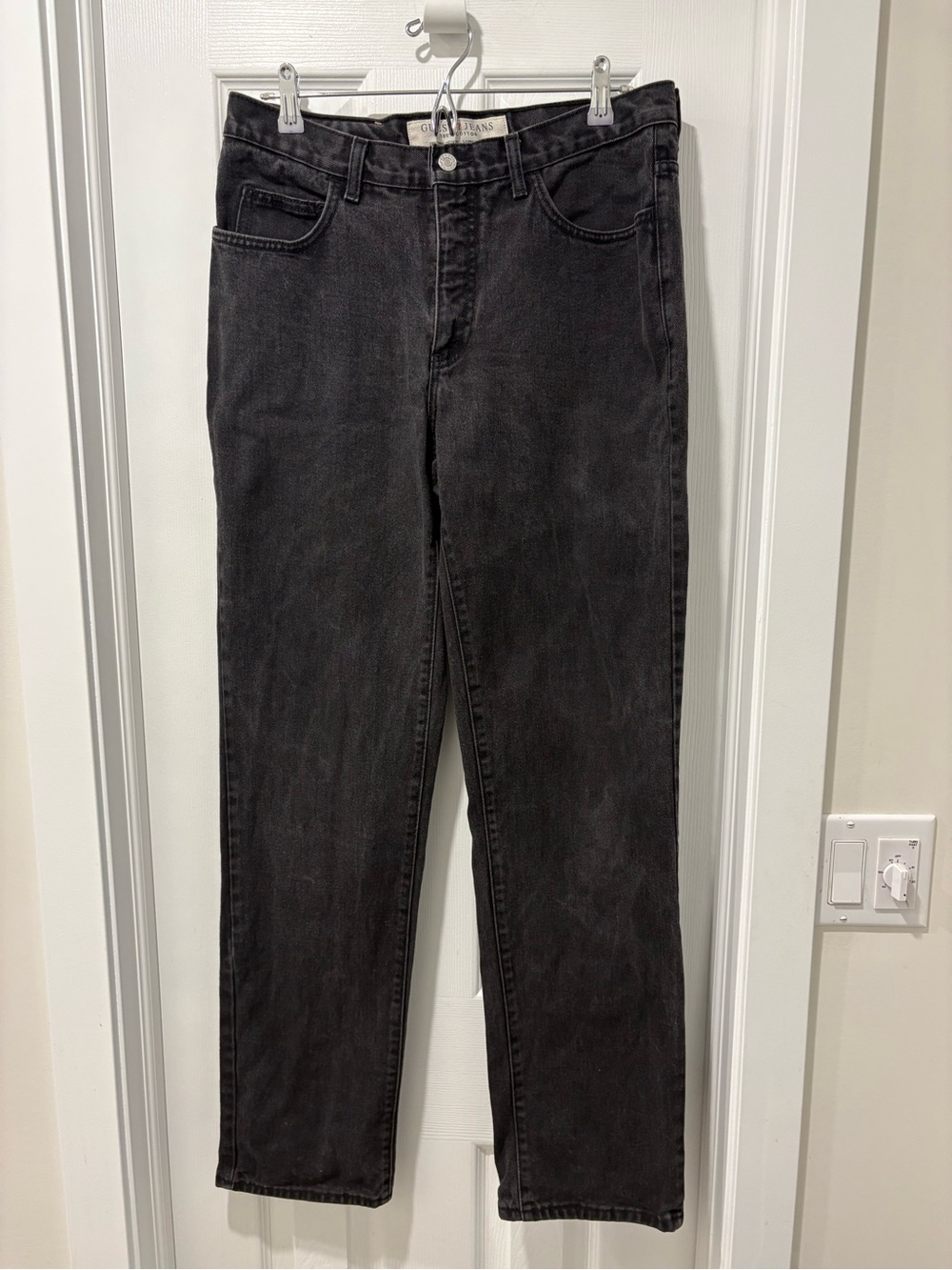 Vintage Guess Black Denim Jeans Made in Canada 33x32 Straight cut 90s